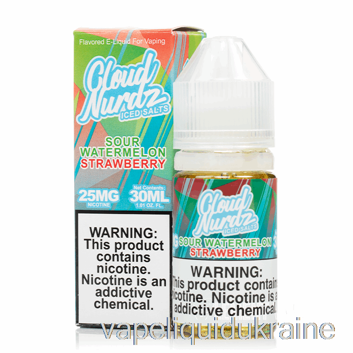 Vape Liquid Ukraine ICE Sour Watermelon Strawberry - Cloud Nurdz Salts - 30mL 25mg